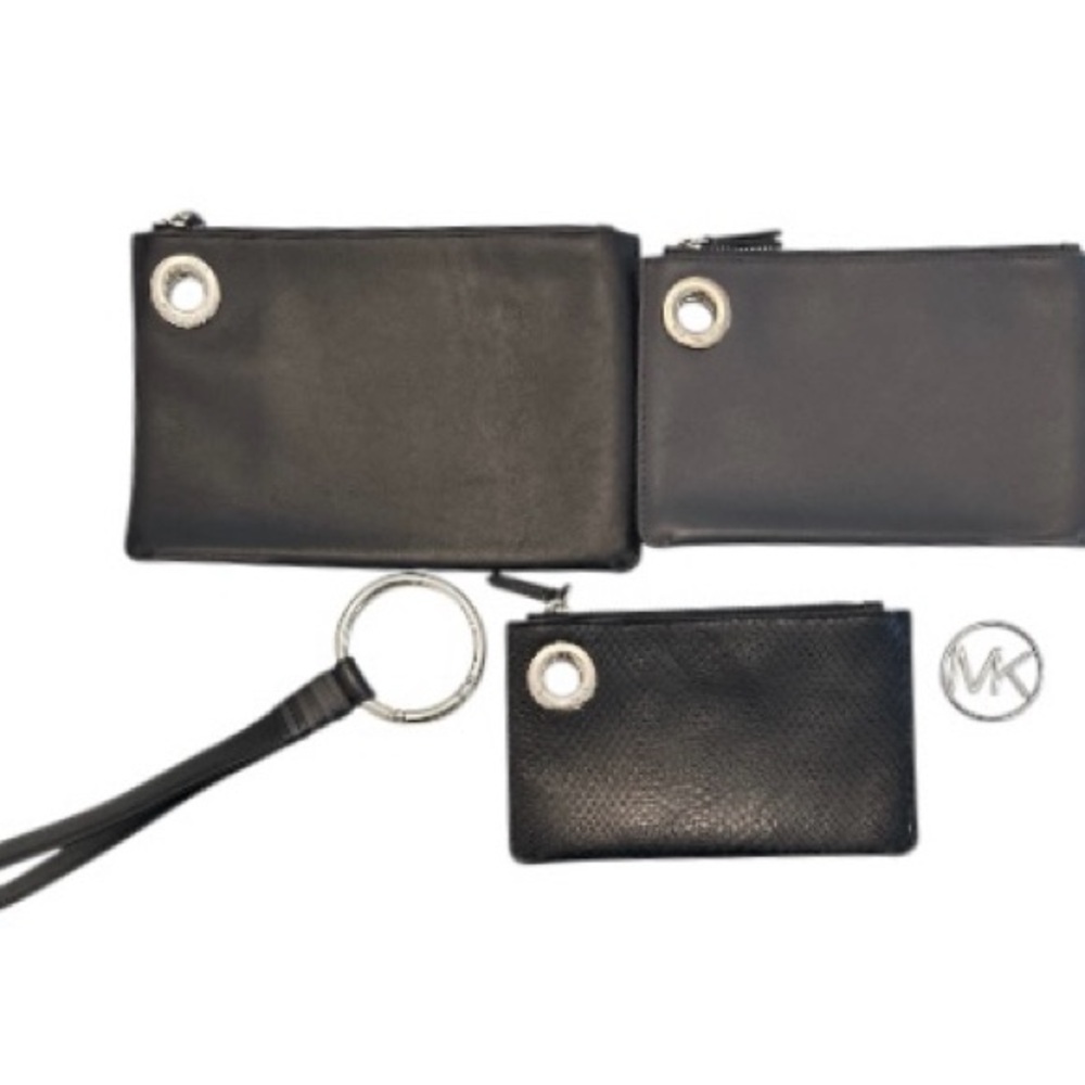 NWOT | Michael Kors | Jet Set Trio | Black / Charcoal Wristlet / Pouch / Clutch - Picture 3 of 16